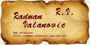 Radman Valanović vizit kartica